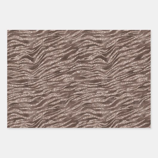 Chocolade Bruin Zebra Glitter Inpakpapier Vel (Voorkant)
