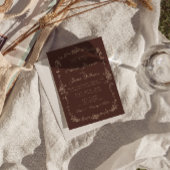 Chocolade Bruine Bloemige Oude Geld QR Code Trouw Kaart