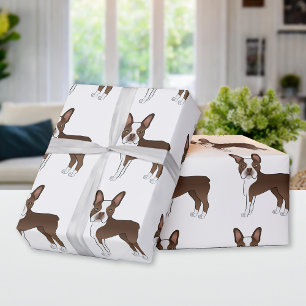 Chocolade Bruine Boston Terrier Cartoon Hond Patro Cadeaupapier