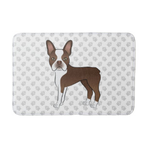 Chocolade Bruine Boston Terrier Cartoon Hond & Poo Badmat
