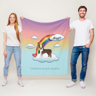 Chocolade Bruine Boston Terrier Regenboog Herdenki Fleece Deken
