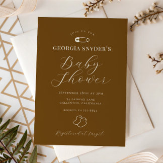 Chocolade Bruine Chic Baby Shower Uitnodiging