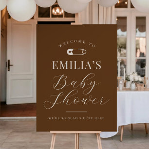 Chocolade Bruine Chic Baby Shower Welkom Bord Poster