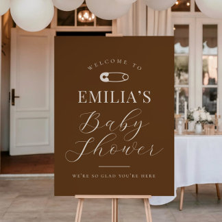Chocolade Bruine Chic Baby Shower Welkom Bord Poster