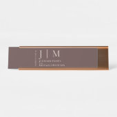Chocolade Bruine Formele Elegante Tafel Trouw Bureau Naambordje (Voorkant)