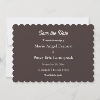Chocolade Bruine Gekartelde Save the Date Kaart