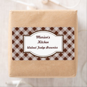 Chocolade Bruine Gingham Bakkerij Keuken Cadeau La Etiket