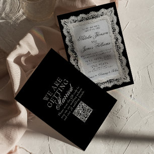 Chocolade Bruine Kant Tante Geld QR Code Bruiloft Kaart