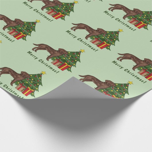 Chocolade Bruine Labrador Retriever Kerstboom Cadeaupapier (Hoek)
