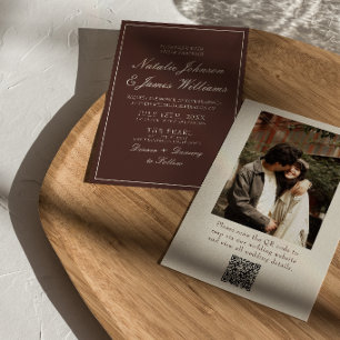 Chocolade Bruine Oude Geld QR Code Foto Bruiloft Kaart