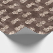 Chocolade Bruine Perzik Glitter Ananas Cadeaupapier (Hoek)
