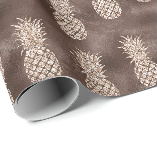 Chocolade Bruine Perzik Glitter Ananas Cadeaupapier (Rol Hoek)
