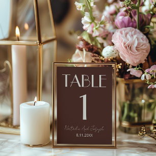 Chocolade Bruine Retro Trouwtafel Nummer Kaart