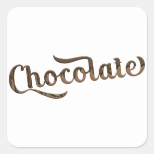 Chocolade Bruine Retro Type Feest Verpakking Vierkante Sticker