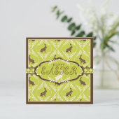 Chocolade Bunnies Invitation Square Kaart (Staand voorkant)
