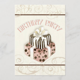 Chocolade Cake Birthday Party Invitation Kaart