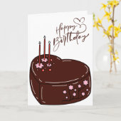 Chocolade Cake wenst verjaardagskaart Kaart (Gele Bloem)