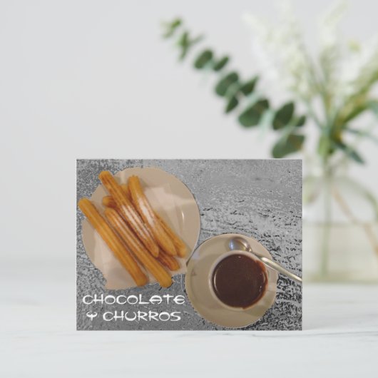 Chocolade Caliente con Churros Briefkaart (Staand voorkant)