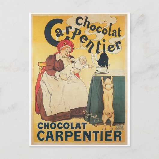 Chocolade Carpentier  Hot Chocolade en kunst Briefkaart (Voorkant)