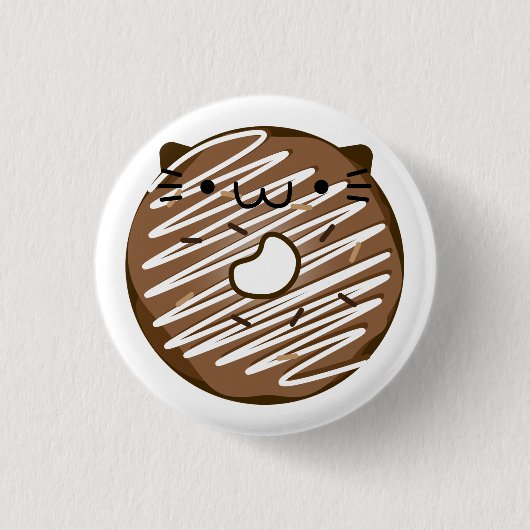 Chocolade Cat Donut Button (Voorkant)