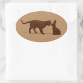 Chocolade Cat Ovale Sticker (Tas)