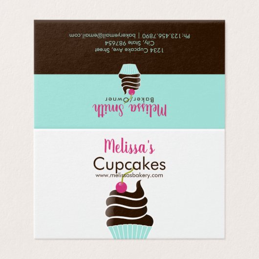 Chocolade cherry cupcake loyalty visitekaartje (Buitenkant ongevouwen)