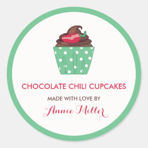 Chocolade Chili Cupcakes Zelfgemaakt bakken Ronde Sticker
