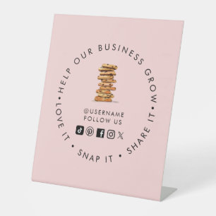 Chocolade Chip Cookie Bakery Social media volgen Reclamebord Met Voetstuk