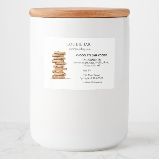 Chocolade chip cookie Bakkerij Voedselcontainer Etiket (Voorkant)