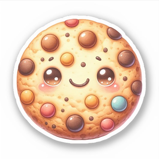 Chocolade Chip Cookie Custom-Cut Vinyl Stickers (Voorkant)
