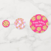 Chocolade Chip Cookie Kinder 1e verjaardag Pink Confetti (Achterkanten)