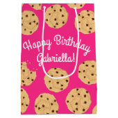 Chocolade Chip Cookie Kinder 1e verjaardag Pink Medium Cadeauzakje (Achterkant)