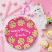 Chocolade Chip Cookie Kinder 1e verjaardag Pink Papieren Bordje (Feest)