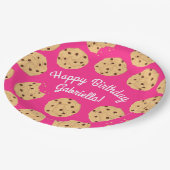 Chocolade Chip Cookie Kinder 1e verjaardag Pink Papieren Bordje (Gekanteld)