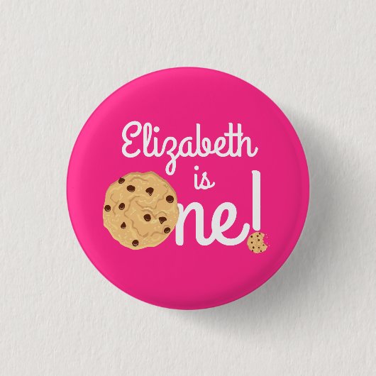 Chocolade Chip Cookie Kinder 1e verjaardag Pink Ronde Button 3,2 Cm (Voorkant)
