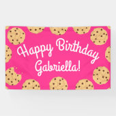 Chocolade Chip Cookie Kinder 1e verjaardag Pink Spandoek (Horizontaal)