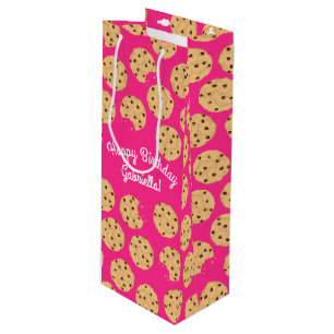 Chocolade Chip Cookie Kinder 1e verjaardag Pink Wijn Cadeautas