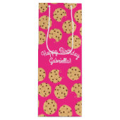 Chocolade Chip Cookie Kinder 1e verjaardag Pink Wijn Cadeautas (Voorkant)