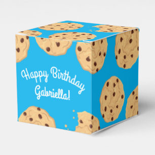Chocolade Chip Cookie Kinder 1ste verjaardag Blauw Bedankdoosjes