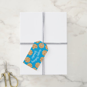 Chocolade Chip Cookie Kinder 1ste verjaardag Blauw Cadeaulabel