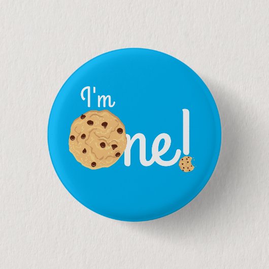 Chocolade Chip Cookie Kinder 1ste verjaardag Blauw Ronde Button 3,2 Cm (Voorkant)