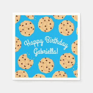 Chocolade Chip Cookie Kinder 1ste verjaardag Blauw Servet