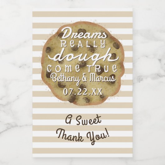 Chocolade Chip Cookie Mix Bruiloft | Dreams Dough Voedselcontainer Etiket (Enkel label)