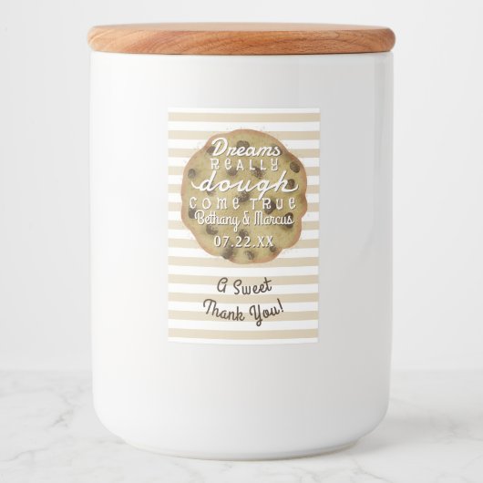 Chocolade Chip Cookie Mix Bruiloft | Dreams Dough Voedselcontainer Etiket (Voorkant)