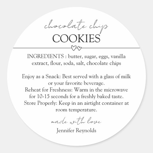 Chocolade Chip Cookie Mix Jar Gift Label (Voorkant)