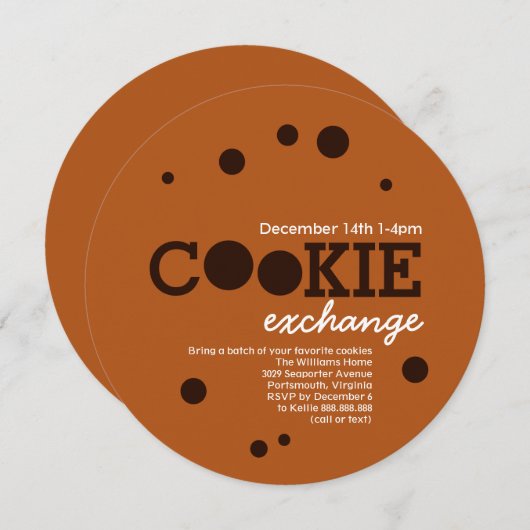 Chocolade Chip Cookie Swap Exchange Party Kaart (Voorkant / Achterkant)