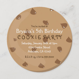 Chocolade Chip COOKIE Verjaardagsfeest Uitnodiging