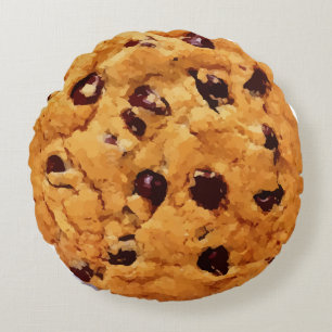 Chocolade Chip Cookies, dubbelzijdig Rond Kussen