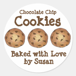 Chocolade Chip Cookies, gebak gemaakt van liefdesb Ronde Sticker