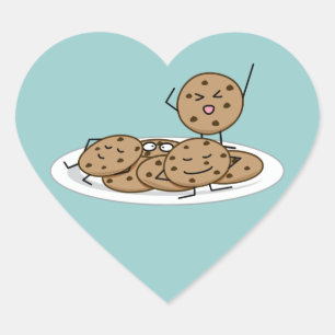 Chocolade Chip Cookies gebakken bord dessert Hart Sticker